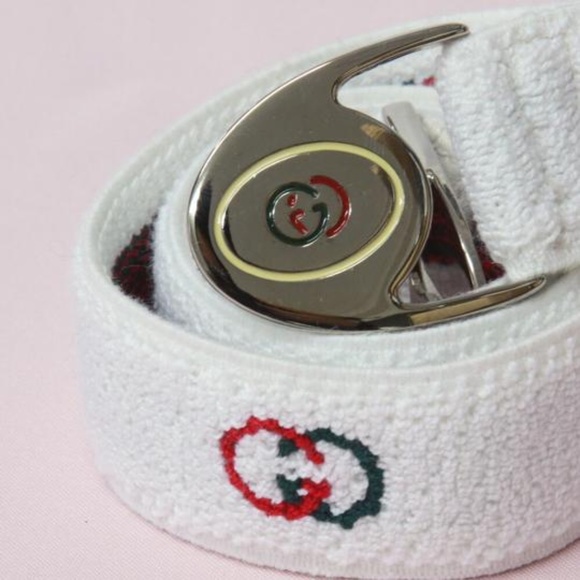 Gucci NOS White Terry Cloth & Red Green Enamel - Picture 2 of 8